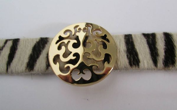 Pulseira mandala, couro de zebra