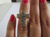 Anel de falange crucifixo com strass